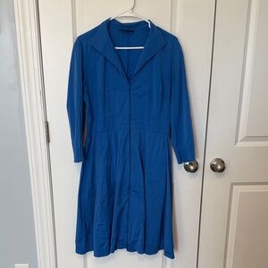 Lafayette 148 New York Cobalt Blue Long Sleeve Dress